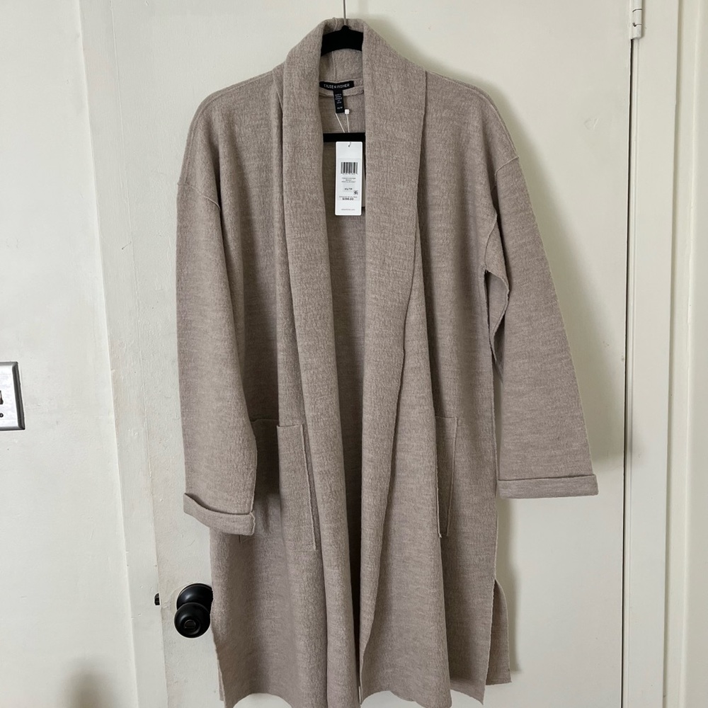 Eileen Fischer wool coat XS tan new with tags